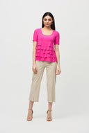 Joseph Ribkoff Mandarin Flared Ruffle Top Style 242214