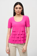 Joseph Ribkoff Mandarin Flared Ruffle Top Style 242214