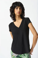 Joseph Ribkoff Black Boxy V-Neck Top Style 242217