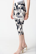 Joseph Ribkoff Vanilla/Multi Abstract Print Capri Pants Style 242224