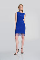 Joseph Ribkoff Royal Sapphire Beaded Hem Sheath Dress Style 242702