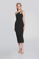 Joseph Ribkoff Black One-Shoulder Sheath Dress Style 242708