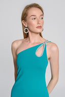 Joseph Ribkoff Ocean Blue One-Shoulder Sheath Dress Style 242708