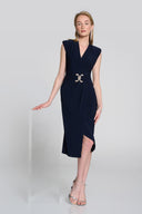 Joseph Ribkoff Black Sleeveless Wrap Dress Style 242711