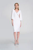 Joseph Ribkofff Vanilla Wrap Dress with Flowy Georgette Sleeves Style 242732