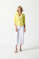 Joseph Ribkoff Yellow Foiled Suede Fitted Jacket Style 242908