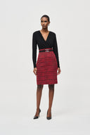 Joseph Ribkoff Black/Red Jacquard Knit Plaid Sheath Dress Style 243060