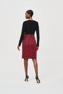 Joseph Ribkoff Black/Red Jacquard Knit Plaid Sheath Dress Style 243060