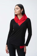 Joseph Ribkoff Black/Lipstick Red Asymmetrical Top Style 243065