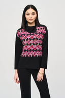 Joseph Ribkoff Black/Multi Geometric Print Tunic Style 243071