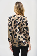 Joseph Ribkoff Black/Multi Satin Animal Print Top Style 243108