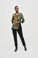 Joseph Ribkoff Black/Multi Abstract Print Tunic Style 243112