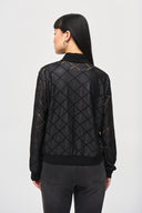 Joseph RIbkoff Black Novelty Knit Boxy Jacket Style 243115