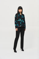 Joseph Ribkoff Black/Multi Abstract Print Boxy Top Style 243136