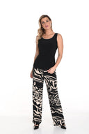 Frank Lyman Champagne/Black Abstract Print Pants Style 243144