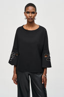 Joseph Ribkoff Black Embellished Boxy Top Style 243150