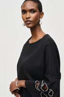 Joseph Ribkoff Black Embellished Boxy Top Style 243150