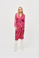 Joseph Ribkoff Pink/Multi Geometric Print Wrap Dress Style 243182