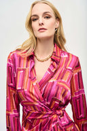 Joseph Ribkoff Pink/Multi Geometric Print Wrap Dress Style 243182