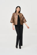 Joseph Ribkoff Brown/Gunmetal Geometric Print Boxy Jacket Style 243192