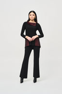 Joseph Ribkoff Black/Red Cowl Neck Tunic Style 243195