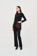 Joseph Ribkoff Black/Red Cowl Neck Tunic Style 243195