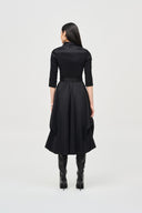 Joseph Ribkoff Black Stretch Taffeta Dress With Waist Sash Style 243200