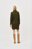 Joseph Ribkoff Olive/Black Zipper Collar Cocoon Dress Style 243207