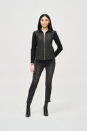 Joseph Ribkoff Black Heavy Knit Jacket With Quilted Front Style 243213