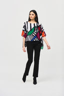 Joseph Ribkoff Vanilla/Multi Abstract Print Poncho Top Style 243215