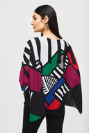 Joseph Ribkoff Vanilla/Multi Abstract Print Poncho Top Style 243215