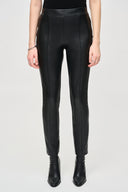 JOSEPH RIBKOFF BLACK LEATHERETTE SLIM FIT PANTS STYLE 243220