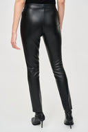 JOSEPH RIBKOFF BLACK LEATHERETTE SLIM FIT PANTS STYLE 243220