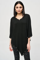 Joseph Ribkoff Black Poncho With Pearls Style 243222