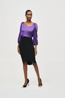 Joseph Ribkoff Black Bonded Silky Knit Pencil Skirt Style 243245