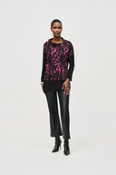 Joseph Ribkoff Black/Pink Cowl Neck Boxy Top Style 243247