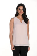 Frank Lyman Oatmeal Sleeveless Keyhole Top Style 243252