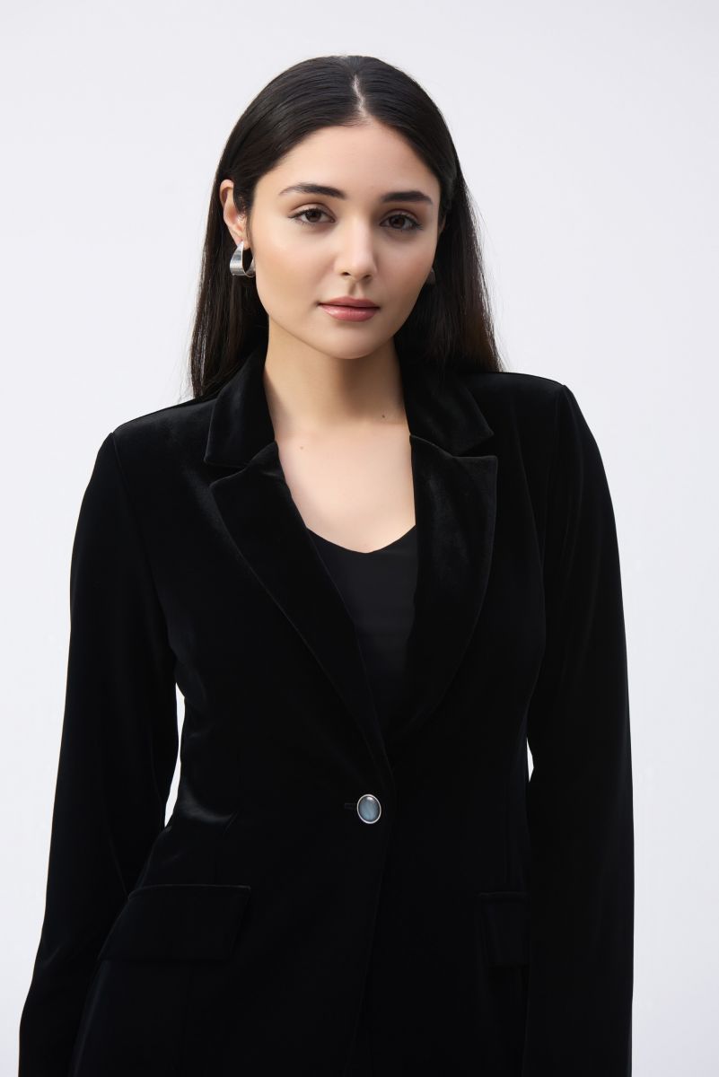 Joseph Ribkoff Black Velvet Fitted Blazer Style 243286