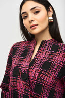 Joseph Ribkoff Black/Pink Plaid Print Swing Jacket Style 243296