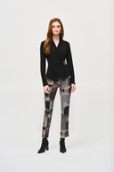 Joseph Ribkoff Black/Multi Abstract Print Straight Pull-On Pants Style 243299