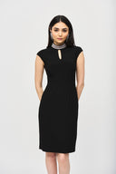 Joseph Ribkoff Black Embellished Collar Fitted Dress Style 243313