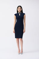 Joseph Ribkoff Black Embellished Collar Fitted Dress Style 243313