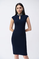 Joseph Ribkoff Black Embellished Collar Fitted Dress Style 243313