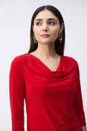 Joseph Ribkoff Lipstick Red Cowl Neck Top Style 243318