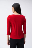 Joseph Ribkoff Lipstick Red Cowl Neck Top Style 243318