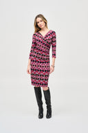 Joseph Ribkoff Black/Multi Geometric Print Wrap Dress Style 243323