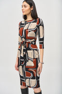 Joseph Ribkoff Black/Multi Abstract Puff Print Sheath Dress Style 243325