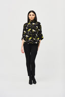 Joseph Ribkoff Black/Multi Abstract Print Trapeze Jacket Style 243326