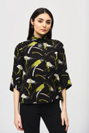 Joseph Ribkoff Black/Multi Abstract Print Trapeze Jacket Style 243326