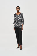 Joseph Ribkoff Black/Multi Abstract Print Top Style 243331